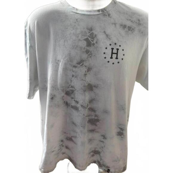 HUF WORLDWIDE MENS LARGE T SHIRT WHITE‎ SMOKEY TIE DYE - Picture 1 of 2